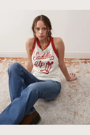 Wrangler Cowboy ringer vest in vintage and red