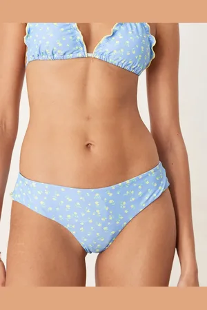 Kulani Kinis Lemon bloom lettuce edge thong bikini bottom in
