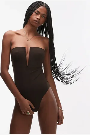 & OTHER STORIES Plunge swimsuit with detachable straps in dark