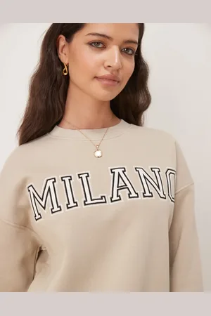 Gina Tricot Milano logo oversized sweatshirt in light beige