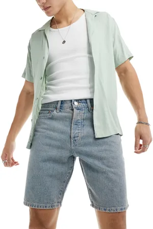 Only & Sons Edge straight fit denim shorts in light with pink rinse
