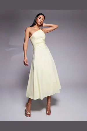 Forever New Asymmetric midaxi dress in lemon