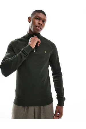 Farah Jim quarter zip sweatshirt in khaki