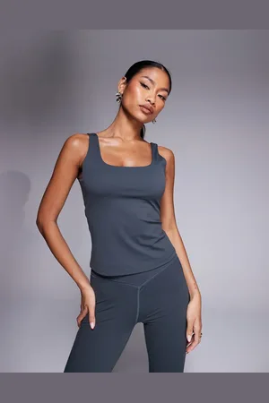 The Couture Club Co-ord sculpting stretch scoop neck sports top in charcoal