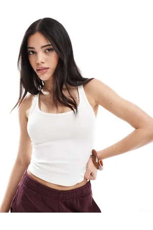 Bershka Scoop neck ribbed tank top in