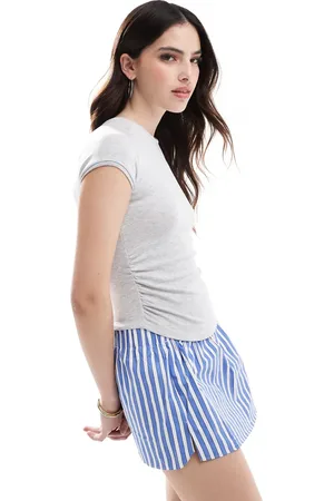 Bershka Ruched side baby tee in marl