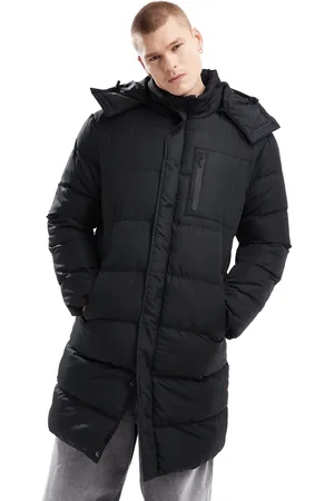Brave Soul Longline puffer jacket with detachable hood in