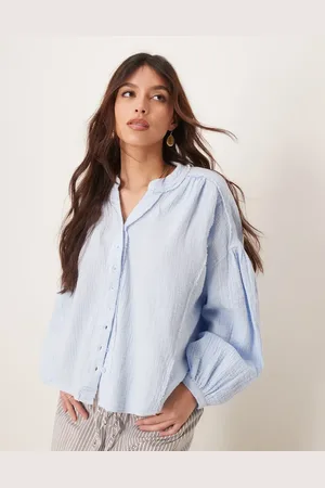 Free People Valley double cloth smock blouse in ice
