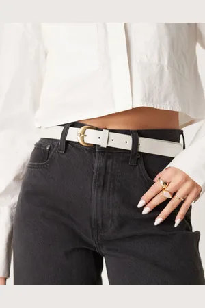 Calvin Klein Gold buckle belt in cream