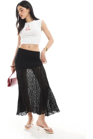 Bershka Lace midaxi skirt in