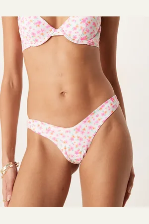 Kulani Kinis Flamingo flora Y cheeky bikini bottom in light