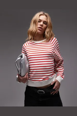 ARKET Soft terry sweatshirt in red and white stripes