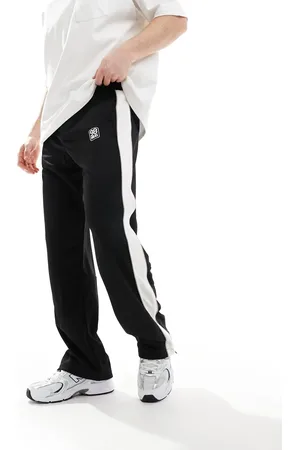 Bershka Wide leg trouser with side stripe in