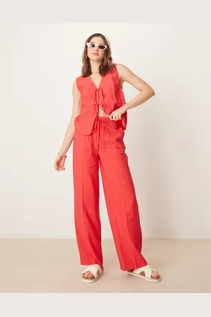 ASOS Tailored straight leg linen look trousers co-ord in
