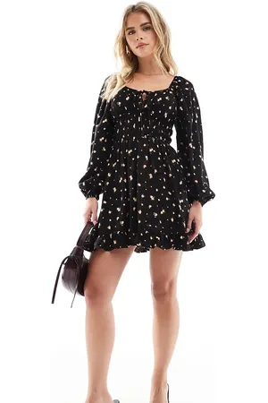 Miss Selfridge Shirred waist mini dress in floral print