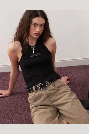 COLLUSION Ribbed panel overlay sporty crop vest