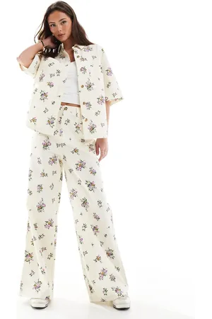 ASOS High waist wide leg trouser co-ord in floral print