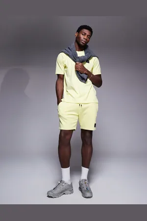 Marshall Artist Co-ord siren jersey shorts in lemon