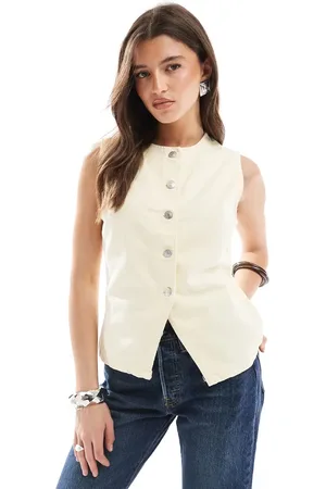 ASOS Denim waistcoat in butter
