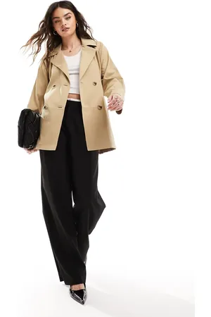 VILA Short trench coat in camel