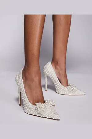 AZALEA WANG Naamah pearl embellished heeled shoes in