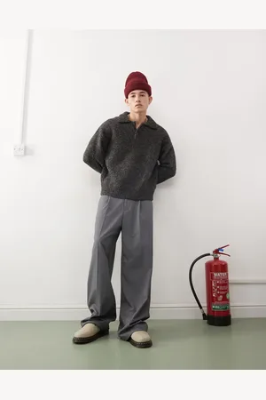 Weekday Uno loose fit tailored trousers in melange