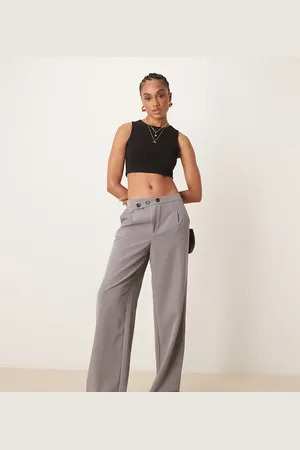 JDY Asymmetric button wide leg trousers in