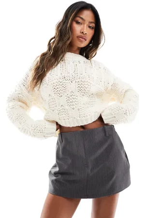 In The Style All over cable knit jumper in cream