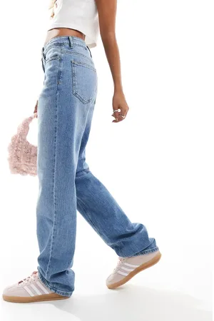 VILA Kelly high waisted wide leg jean in medium denim