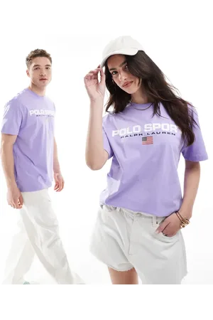 Ralph Lauren Sport capsule unisex large chest flag logo t-shirt classic oversized fit in lilac