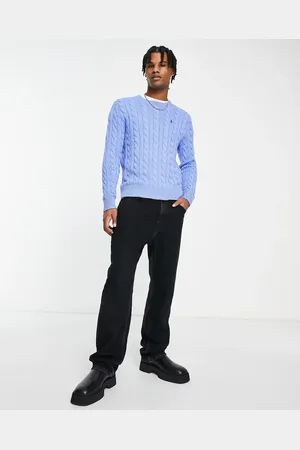 Ralph Lauren Icon logo cotton cable knit jumper in light marl