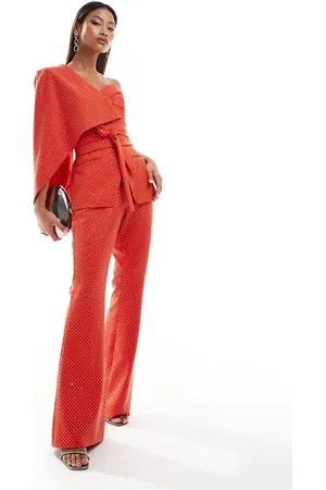 Lavish Alice Crystal embellished fit and flare trousers in