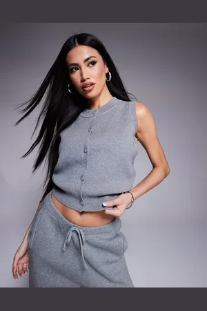 The Couture Club Co-ord knit button up waistcoat style top in marl