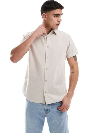 JJ Short sleeve linen blend shirt in beige