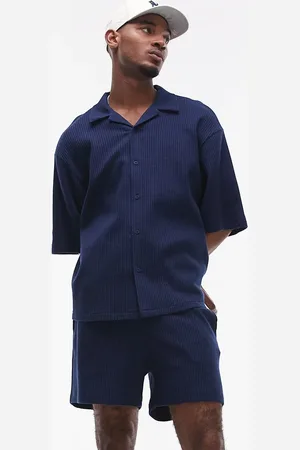 Topman Oversized fit waffle button through jersey shirt in