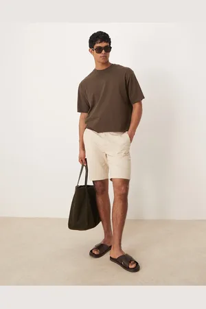 MANGO Linen mix chino shorts in light beige