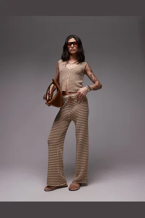 Topshop Knitted check pattern trouser co-ord