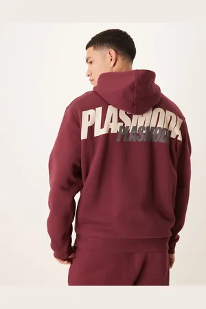 ASOS Co-ord oversized hoodie with text prints in burgundy