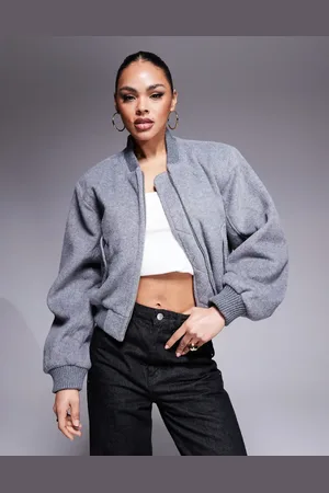 The Couture Club Shoulder pad wool look bomber jacket in marl