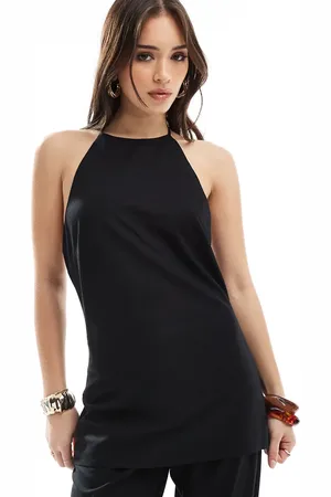 4th & Reckless Linen blend halterneck low back top co-ord in