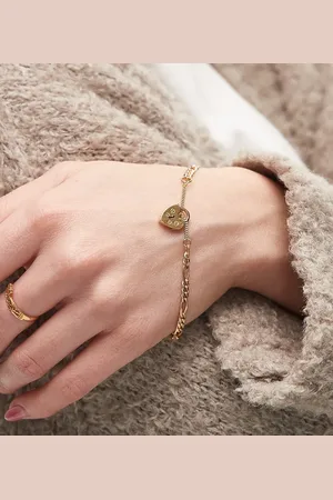 SEOL + GOLD 18ct vermeil heart padlock charm bracelet