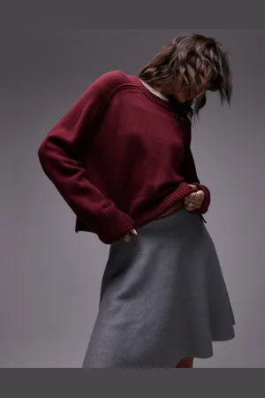 ARKET Wool crew neck sweater in burgundy