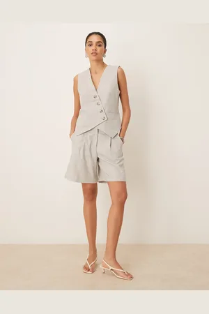 Y.A.S Tailored pleat front longline short co-ord in light melange
