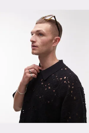 Topman Relaxed floral crochet shirt in