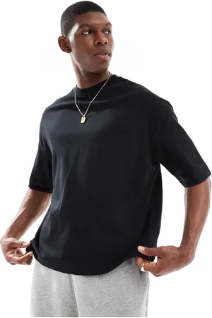 Bershka Tonal back print boxy tshirt in black