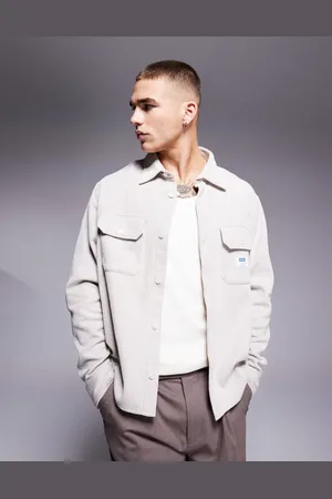 Hugo Blue Ekynone oversized overshirt in off