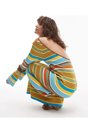 Topshop Knitted maxi dress with scoop back in stripe