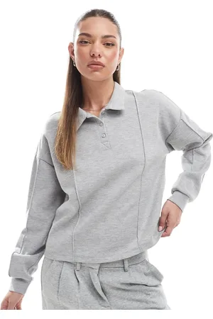 VERO MODA Jersey polo top co-ord in light melange