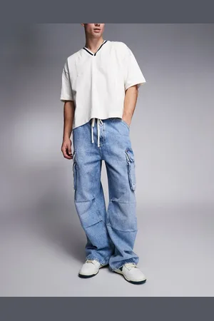 Hugo Blue Enora loose fit carpenter jean with drawstring waist in light