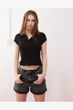 Noisy May Moni high waisted denim short in dark wash